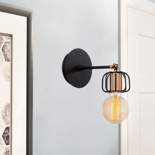 Elegant Black Wall Lamp, Metal Body, 10 x 12 cm, Height 100 cm, E14 Max 40W, IP20 | Glamorous Hotel-Style Lighting for Modern Spaces