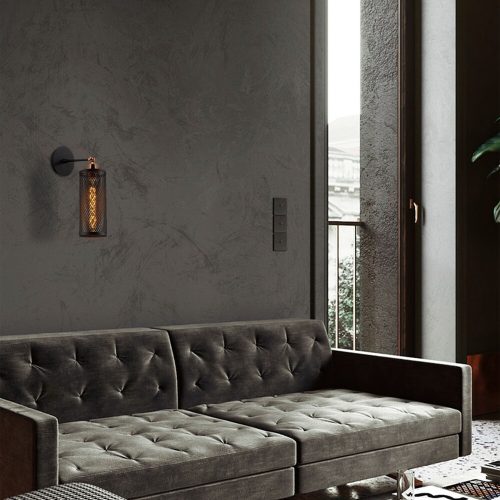 Elegant Black Wall Lamp, Metal Body, 10 x 12 cm, Height 100 cm, E14 Max 40W, IP20 | Glamorous Hotel-Style Lighting for Modern Spaces