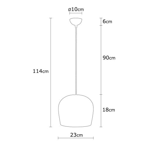 Modern industrial chandelier, black iron body, diameter 23 cm, height 114 cm | E27 socket, max 40W | Stylish lighting for Scandinavian and modern decor | Perfect for home and office spaces