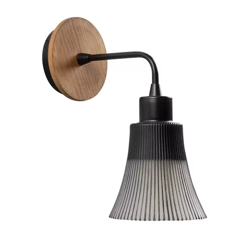 Modern industrial wall lamp, black iron body, with glass cap, height 28 cm, diameter 13 cm, E27 socket (max. 40 W) | Stylish Scandinavian design for home and office, perfect for new decoration