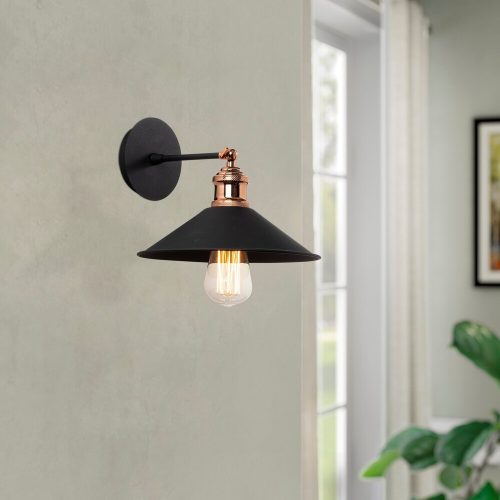 Elegant Black Wall Lamp, Metal Body, 10 x 12 cm, Height 100 cm, E14 Max 40W, IP20 | Glamorous Hotel-Style Lighting for Modern Spaces