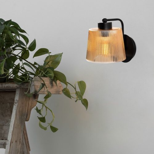 Elegant Black Wall Lamp, Metal Body, 10 x 12 cm, Height 100 cm, E14 Max 40W, IP20 | Glamorous Hotel-Style Lighting for Modern Spaces