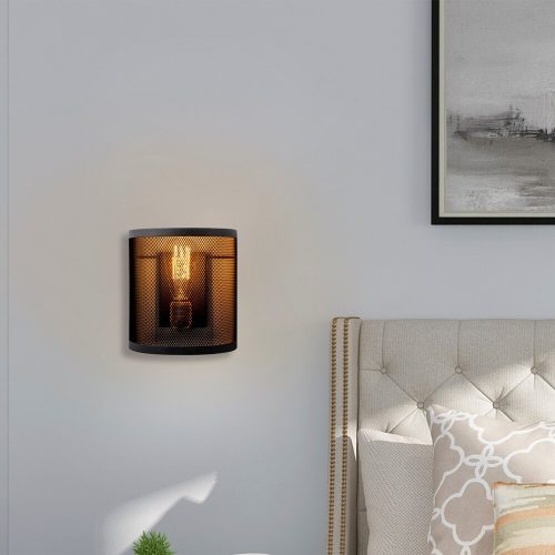 Elegant Black Wall Lamp, Metal Body, 10 x 12 cm, Height 100 cm, E14 Max 40W, IP20 | Glamorous Hotel-Style Lighting for Modern Spaces