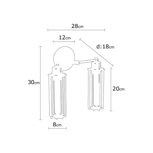 Industrial wall lamp, black metal housing, 28 cm diameter x 30 cm height | 2 x E27 sockets (max. 40 W) | Stylish and functional lighting for modern interior design, IP20 rating, perfect for any room