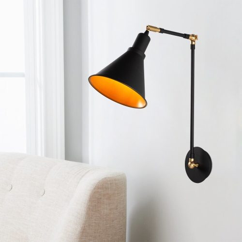 Elegant Black Wall Lamp, Metal Body, 10 x 12 cm, Height 100 cm, E14 Max 40W, IP20 | Glamorous Hotel-Style Lighting for Modern Spaces