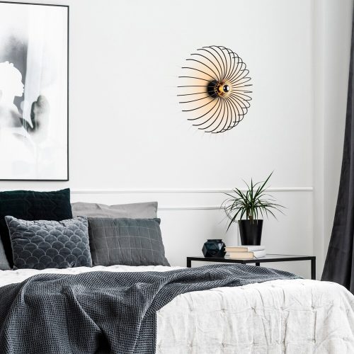 Elegant Black Wall Lamp, Metal Body, 10 x 12 cm, Height 100 cm, E14 Max 40W, IP20 | Glamorous Hotel-Style Lighting for Modern Spaces