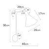 Elegant Black Wall Lamp, Metal Body, 10 x 12 cm, Height 100 cm, E14 Max 40W, IP20 | Glamorous Hotel-Style Lighting for Modern Spaces