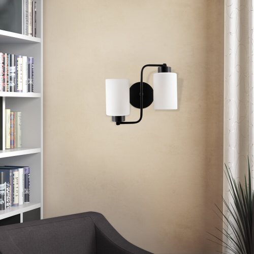 Elegant Black Wall Lamp, Metal Body, 10 x 12 cm, Height 100 cm, E14 Max 40W, IP20 | Glamorous Hotel-Style Lighting for Modern Spaces