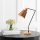 Modern Table Lamp with Iron Body & Hornbeam Base, Copper Color, 52 cm Height, 14 cm Diameter, E27 Socket (Max 40W), 200 cm Cable, Stylish Scandinavian Design for Home & Office Décor