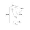 Elegant Black Wall Lamp, Metal Body, 10 x 12 cm, Height 100 cm, E14 Max 40W, IP20 | Glamorous Hotel-Style Lighting for Modern Spaces
