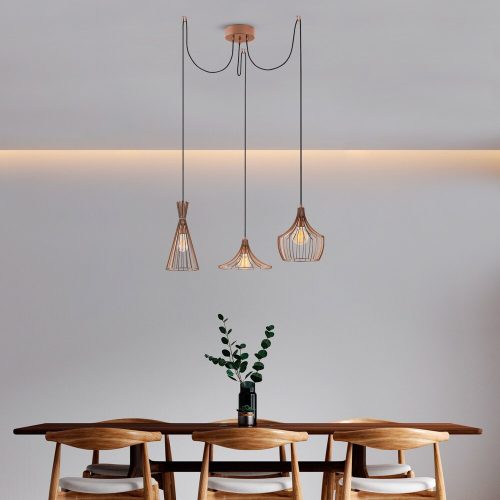 Modern copper chandelier, diameter 114 cm, adjustable height 130 cm, 3 x E27 Max 40W, IP20 | Stylish metal body, 180 cm cable, perfect for living room and dining room, elegant, innovative design