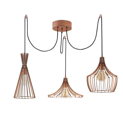Modern copper chandelier, diameter 114 cm, adjustable height 130 cm, 3 x E27 Max 40W, IP20 | Stylish metal body, 180 cm cable, perfect for living room and dining room, elegant, innovative design