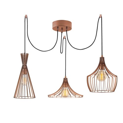 Modern copper chandelier, diameter 114 cm, adjustable height 130 cm, 3 x E27 Max 40W, IP20 | Stylish metal body, 180 cm cable, perfect for living room and dining room, elegant, innovative design