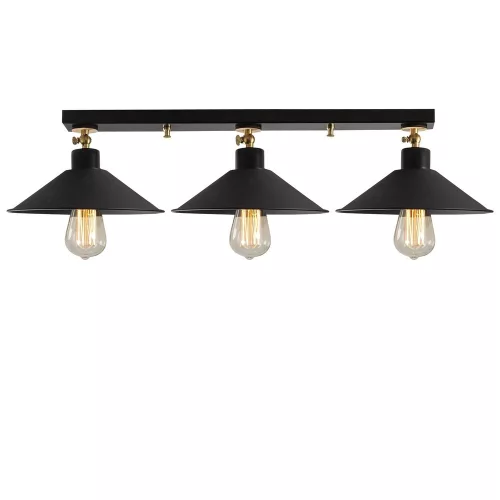 Modern industrial chandelier, black metal body, 80 cm diameter x 17 cm height | 3 x E27 Max 40W | Stylish Scandinavian design for home and office | IP20 rated, elegant and functional lighting solution