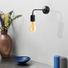 Modern Black Wall Lamp, MDF Body, 60 x 12 x 33 cm, E27 Socket (Max 40W), IP20, Pluggable, Laser-Cut Design, Stylish & Functional Lighting for Any Space