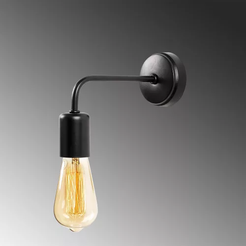 Modern industrial wall lamp, black iron body, 8 x 20 cm, height 15 cm, E27 Max 40W, IP20 | Contains setup instructions | Stylish and functional lighting for home and office decoration