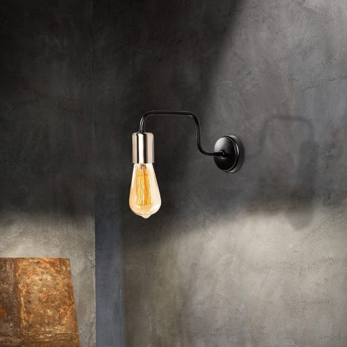 Modern Black Wall Lamp, MDF Body, 60 x 12 x 33 cm, E27 Socket (Max 40W), IP20, Pluggable, Laser-Cut Design, Stylish & Functional Lighting for Any Space