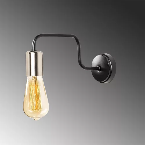 Modern wall lamp, black and nickel, 4 x 28 cm | Iron Body, E27 Socket (Max 40W), Height: 11 cm, Base: 8 cm Diameter | Stylish and functional lighting for home and office decoration