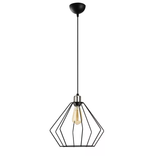 Modern industrial chandelier, black metal housing, diameter 33 cm, adjustable height (126 cm), E27 socket (max. 40 W), IP20, perfect for home and office decoration, stylish and functional lighting solution