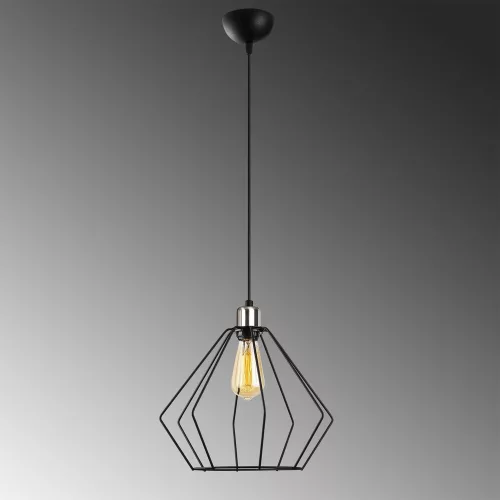 Modern industrial chandelier, black metal housing, diameter 33 cm, adjustable height (126 cm), E27 socket (max. 40 W), IP20, perfect for home and office decoration, stylish and functional lighting solution