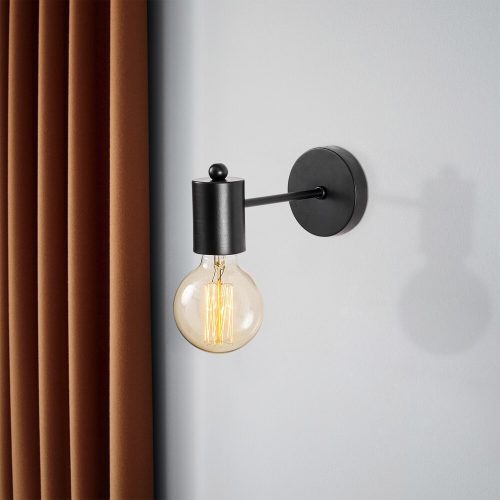 Modern Black Wall Lamp, MDF Body, 60 x 12 x 33 cm, E27 Socket (Max 40W), IP20, Pluggable, Laser-Cut Design, Stylish & Functional Lighting for Any Space