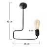 Modern Black Wall Lamp, MDF Body, 60 x 12 x 33 cm, E27 Socket (Max 40W), IP20, Pluggable, Laser-Cut Design, Stylish & Functional Lighting for Any Space