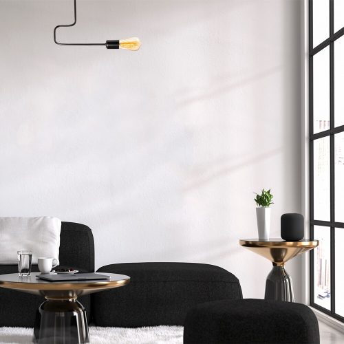 Modern Black Wall Lamp, MDF Body, 60 x 12 x 33 cm, E27 Socket (Max 40W), IP20, Pluggable, Laser-Cut Design, Stylish & Functional Lighting for Any Space