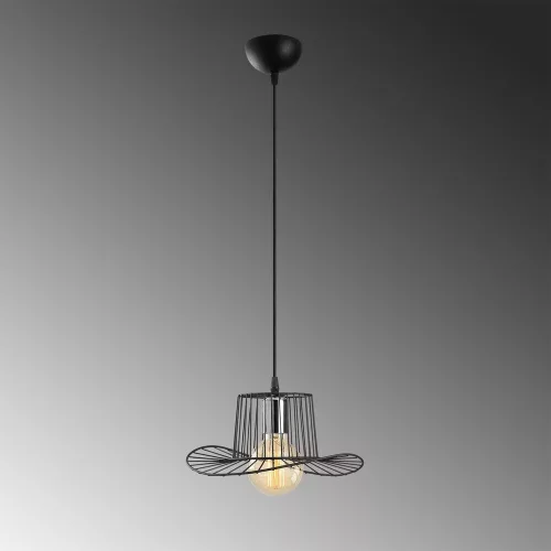 Modern black chandelier, diameter 30 cm, adjustable height 110 cm | Metal housing, E27 Socket Max 40W, IP20 | Stylish lighting for home and office use, elegant, monochrome design, perfect for any space