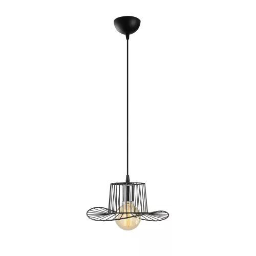 Modern black chandelier, diameter 30 cm, adjustable height 110 cm | Metal housing, E27 Socket Max 40W, IP20 | Stylish lighting for home and office use, elegant, monochrome design, perfect for any space
