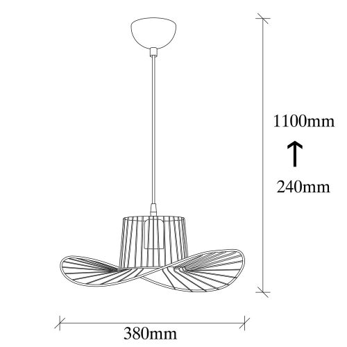 Modern black chandelier, adjustable height 110 cm, diameter 38 cm | Iron Body, E27 Socket Max 40W, IP20 | Stylish lighting for home and office use, elegant, monochrome design, perfect for any space