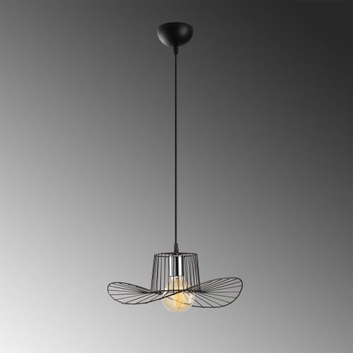 Modern black chandelier, adjustable height 110 cm, diameter 38 cm | Iron Body, E27 Socket Max 40W, IP20 | Stylish lighting for home and office use, elegant, monochrome design, perfect for any space