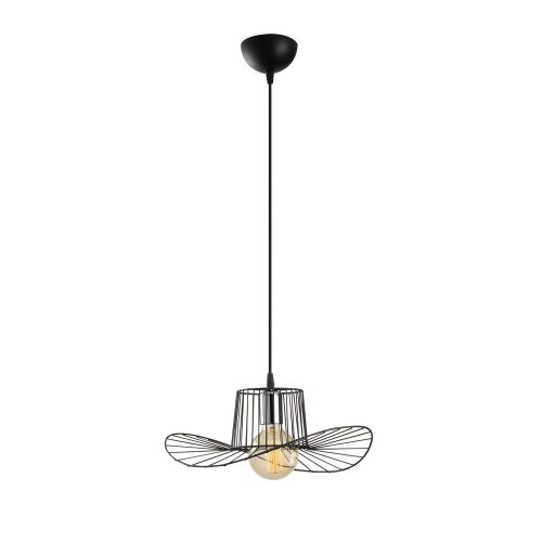 Modern black chandelier, adjustable height 110 cm, diameter 38 cm | Iron Body, E27 Socket Max 40W, IP20 | Stylish lighting for home and office use, elegant, monochrome design, perfect for any space