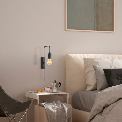 Industrial wall lamp, black metal housing, 6 x 22 cm, height 42 cm | E27 socket, max 40W, IP20 | Modern, monochrome design, perfect for home, office and creative spaces, stylish and functional lighting