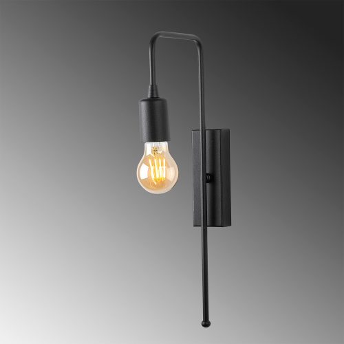 Industrial wall lamp, black metal housing, 6 x 22 cm, height 42 cm | E27 socket, max 40W, IP20 | Modern, monochrome design, perfect for home, office and creative spaces, stylish and functional lighting