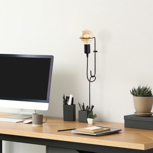 Modern Black Wall Lamp, MDF Body, 60 x 12 x 33 cm, E27 Socket (Max 40W), IP20, Pluggable, Laser-Cut Design, Stylish & Functional Lighting for Any Space