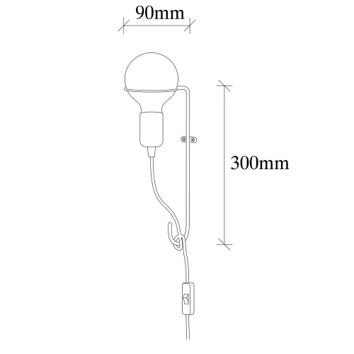 Modern black wall lamp, metal housing, 30 cm high, 9 cm diameter | On/Off Switch on 200 cm cable | E27 socket, max 40W | Stylish industrial design for home and office lighting