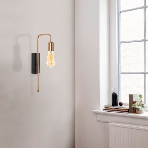 Modern Black Wall Lamp, MDF Body, 60 x 12 x 33 cm, E27 Socket (Max 40W), IP20, Pluggable, Laser-Cut Design, Stylish & Functional Lighting for Any Space