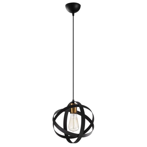 Modern chandelier with adjustable height, black and antique finish, diameter 25 cm, height 121 cm | E27 socket, max 40W | Stylish lighting for home and office use, perfect for contemporary decor