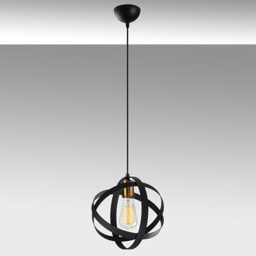 Modern chandelier with adjustable height, black and antique finish, diameter 25 cm, height 121 cm | E27 socket, max 40W | Stylish lighting for home and office use, perfect for contemporary decor
