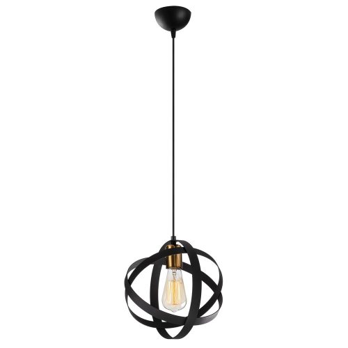 Modern chandelier with adjustable height, black and antique finish, diameter 25 cm, height 121 cm | E27 socket, max 40W | Stylish lighting for home and office use, perfect for contemporary decor