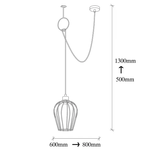 Industrial black chandelier, adjustable height 130 cm, 80 x 20 cm | Iron Body, E27 Socket Max 40W, IP20 | Perfect for nostalgic interior design and modern spaces, elegant, monochrome design