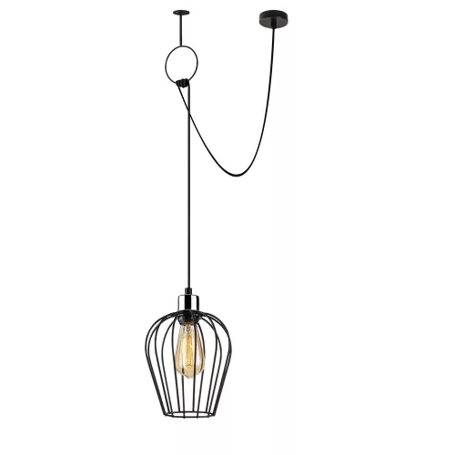 Industrial black chandelier, adjustable height 130 cm, 80 x 20 cm | Iron Body, E27 Socket Max 40W, IP20 | Perfect for nostalgic interior design and modern spaces, elegant, monochrome design