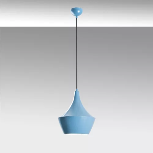 Elegant light blue chandelier, adjustable height 37-130 cm, metal body, Ø23 cm shade, Ø10 cm base, 90 cm cable, E27 socket (max. 40 W), perfect for modern living spaces, IP20 classification