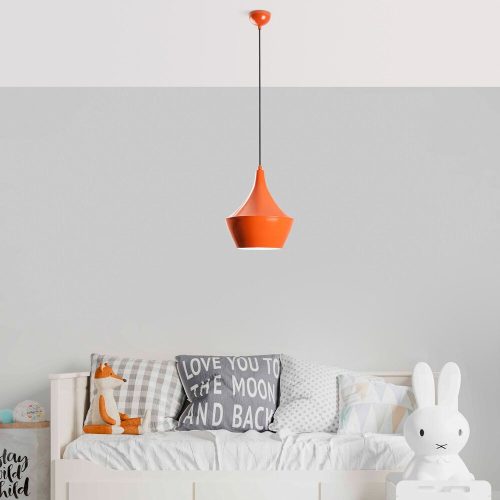 Stylish orange chandelier, adjustable height 37-130 cm, metal body Ø23 h:30 cm, base Ø10 h:7 cm, 1 x E27 Max 40 W socket, perfect for modern living spaces, elegant design, bulb not included