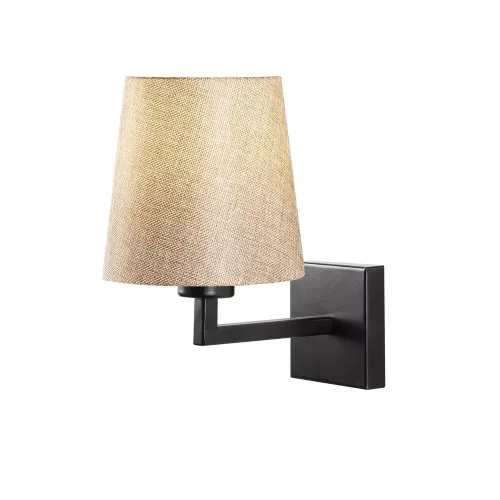 Modern wall lamp, iron body, fabric with cap, 18 x 24 cm, height 30 cm, E27 socket max. 40W, IP20, black-cream | Stylish industrial and Scandinavian design for home and office lighting