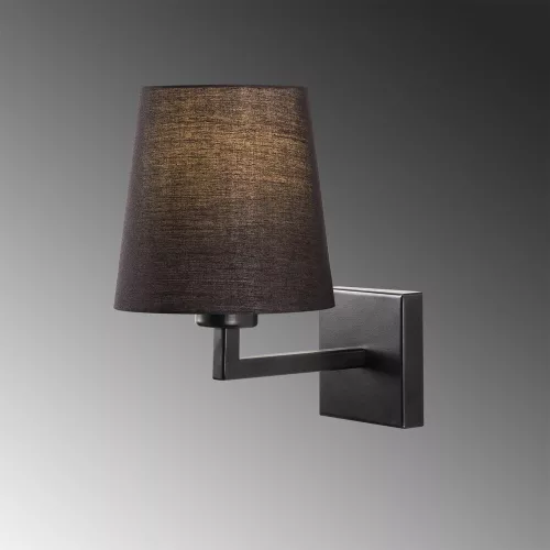 Modern black wall lamp, metal housing with fabric cap, 18 x 24 cm, height 30 cm, E27 socket Max 40W, IP20 | Stylish industrial and Scandinavian design for home and office lighting