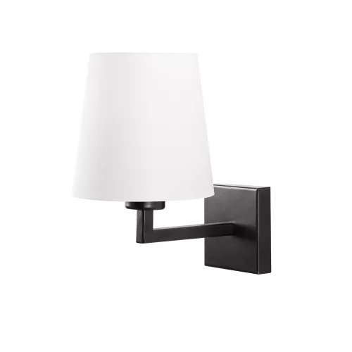 Modern wall lamp, black and white, 18 x 24 cm | Metal housing with fabric cap, Height: 30 cm, E27 Socket Max 40W | Stylish Scandinavian design for home and office, IP20 rating, elegant and functional