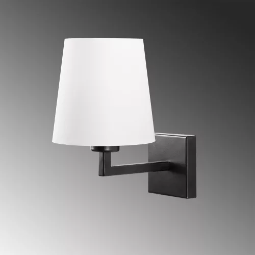 Modern wall lamp, black and white, 18 x 24 cm | Metal housing with fabric cap, Height: 30 cm, E27 Socket Max 40W | Stylish Scandinavian design for home and office, IP20 rating, elegant and functional