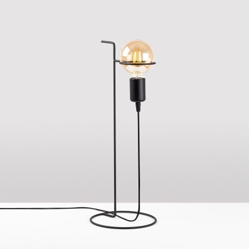 Modern black table lamp, metal housing, 19 cm diameter x 51 cm height | On/Off Switching cable, 200 cm long | E27 socket, max 40W | Stylish industrial and Scandinavian design for home and office