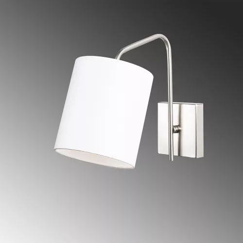 Scandinavian wall lamp, metal housing with fabric cap, 14 x 27 cm, height: 24 cm, E27 socket max. 40 W, nickel-white, IP20, includes installation instructions, elegant design for modern spaces